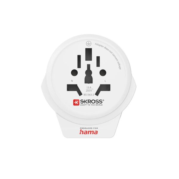Hama Reiseadapter World to Europe USB, für 2- und 3-polige Geräte, 1x USB 