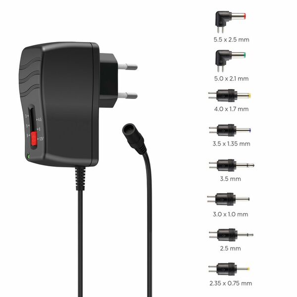 Hama Schaltnetzteil universal, einstellbar, 1000mA, 12W, max. 12V, 8 Adapter 