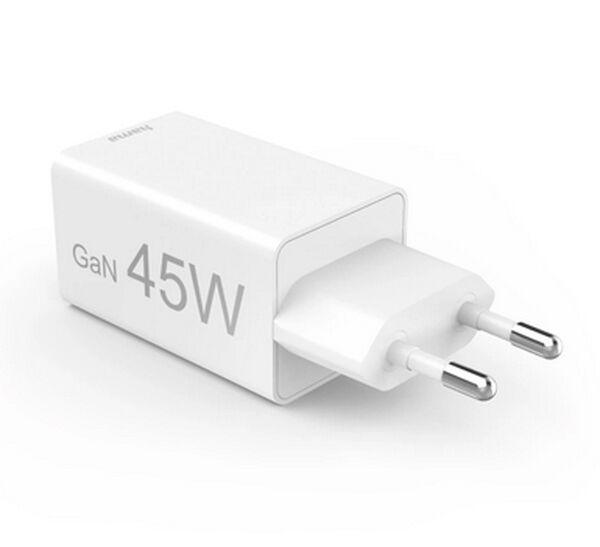 Hama Schnellladegerät, GaN, 1x USB-C, 2x USB-A, Mini-Ladegerät, PD, 45 W  weiß