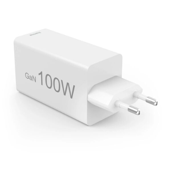 Hama Schnellladegerät, GaN, 2x USB-C, 1x USB-A, Mini-Ladegerät, PD  100 Watt weiß