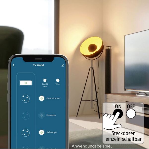 Hama Smarte WLAN-Steckdosenleiste 4-fach, einzeln schaltbar, Überlastsch., 4xUSB 