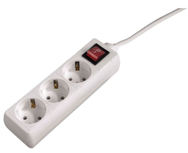 Hama Steckdosenleiste 3-fach mit Schalter, 1,4 m  weiß