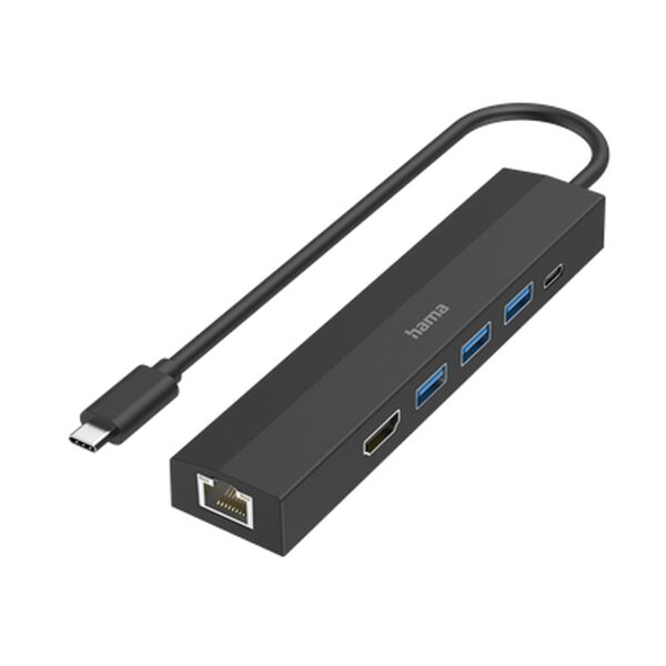 Hama USB-C-Hub, Multiport, 6 Ports, 3x USB-A, USB-C, HDMI, LAN/Ethernet 