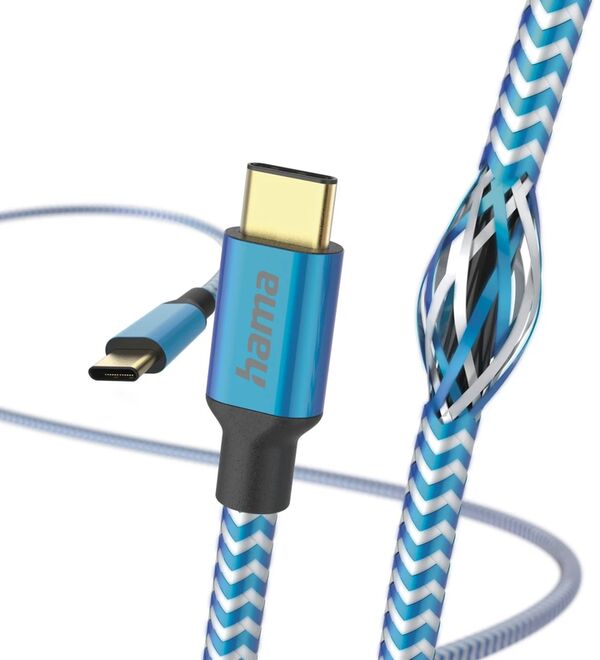 Hama USB-Cable Reflectiv USB-C To USB-C 1.5 M Blue 
