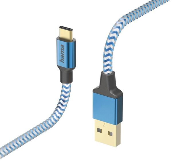 Hama USB-Kable Reflectiv USB-C To USB-A 1.5 M Blue 