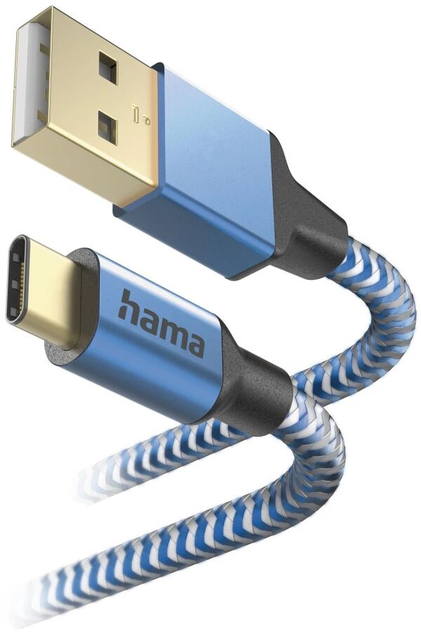 Hama USB-Kable Reflectiv USB-C To USB-A 1.5 M Blue 