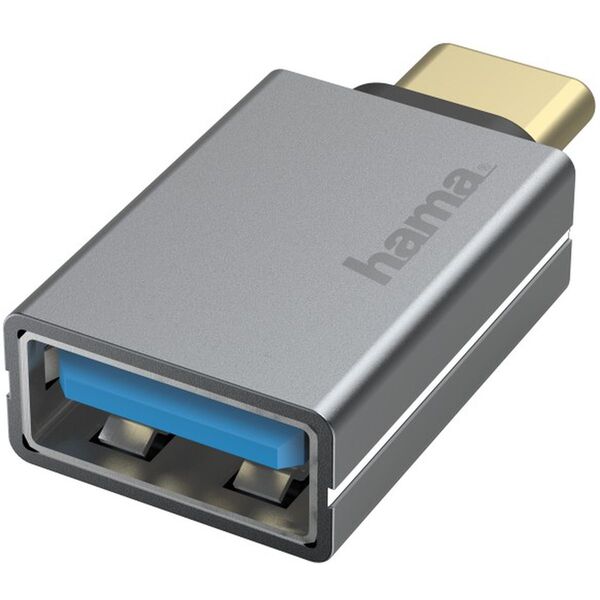 Hama USB-OTG-Adapter, USB-C-Stecker - USB-Buchse, USB 3.2 Gen1, 5 Gbit/s, Alu 