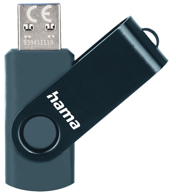 Hama USB-Stick Rotate, USB 3.0, 90MB/s  256 GB Petrolblau