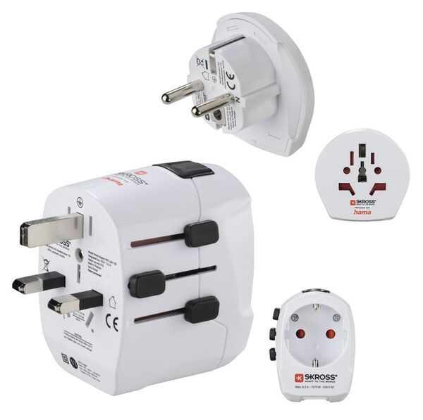Hama Weltreiseadapter Set World Travel Pro Light USB, 3-polig, 2x USB 
