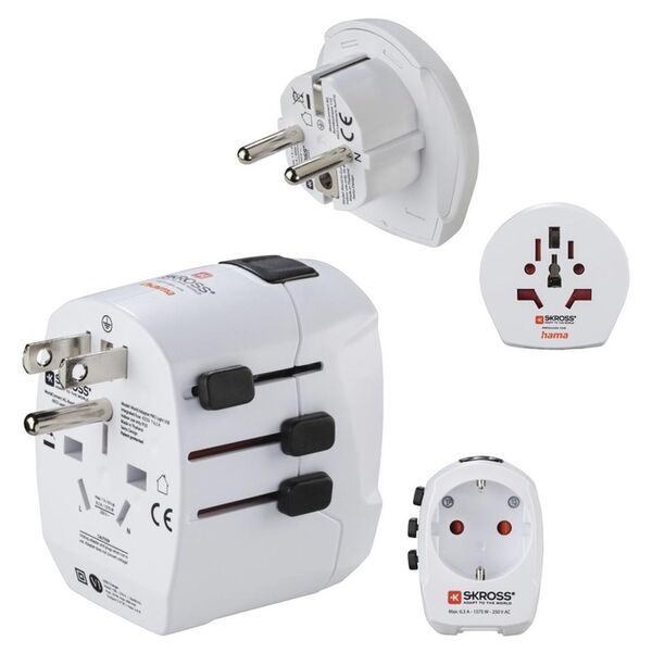 Hama Weltreiseadapter Set World Travel Pro Light USB, 3-polig, 2x USB 