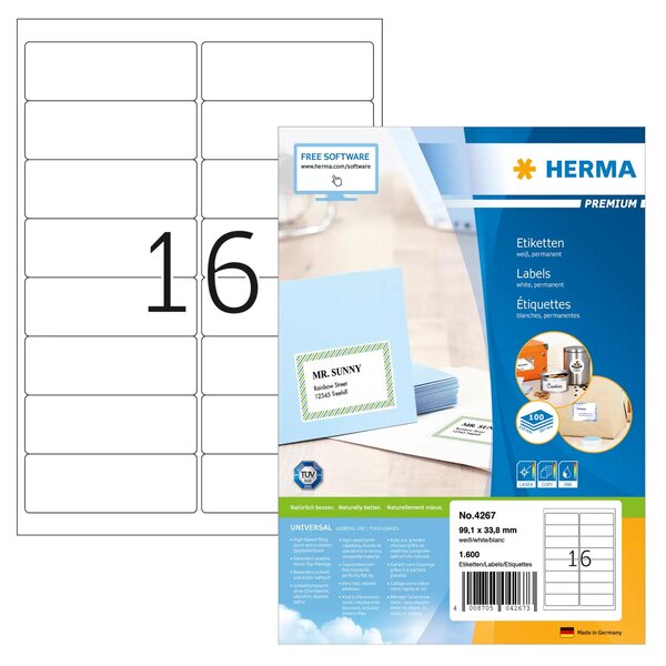 Herma Etiketten weiß 99,1x33,8 1600Stk. 