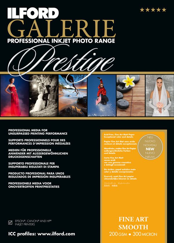 Ilford Druckerpapier GALERIE Prestige Fine Art Smooth  A2 25 Blatt