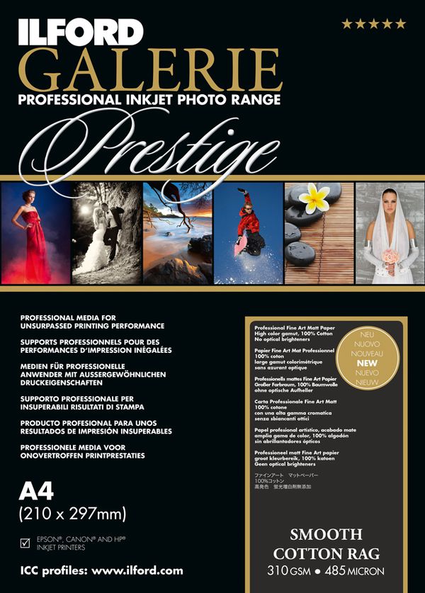 Ilford Druckerpapier GALERIE Prestige Smooth Cotton Rag  A4 25 Blatt