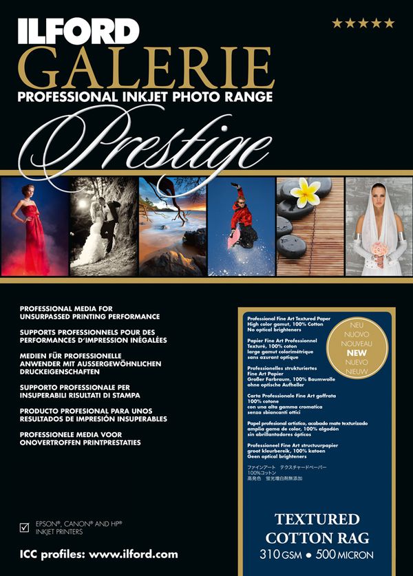 Ilford Druckerpapier GALERIE Prestige Textured Cotton Rag  A3+ 25 Blatt