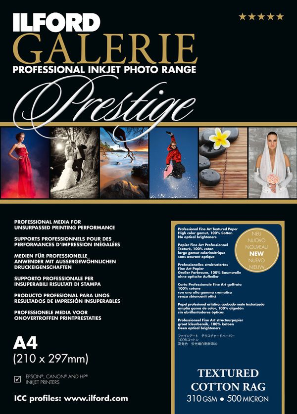 Ilford Druckerpapier GALERIE Prestige Textured Cotton Rag  A4 25 Blatt