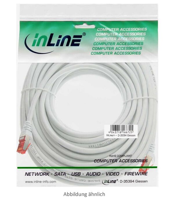 Inline S/FTP (PiMf) Cat.6 Patchkabel 20m 250MHz, PVC, Kupfer, weiß 