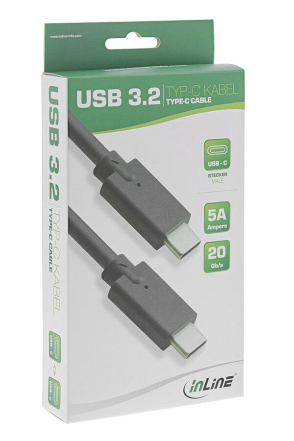 Inline USB 3.2 Gen.2 Kabel, Typ C 2m  schwarz