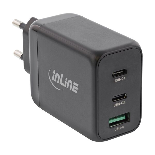 Inline USB PD Netzteil, GaN Ladegerät 3-Port, Dual USB-C + USB-A, 65W 