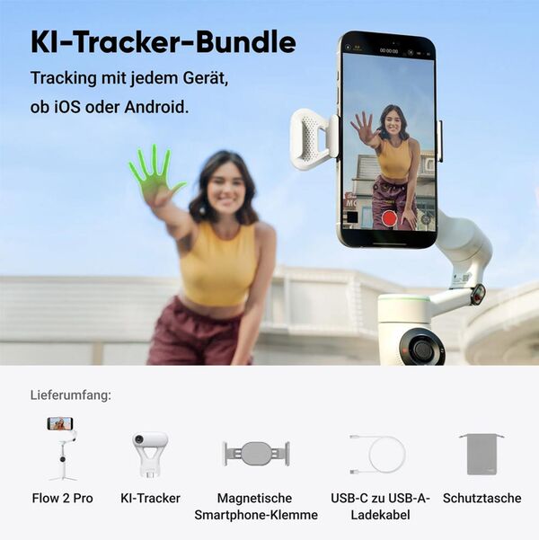 Insta360 Flow 2 Pro KI-Tracker-Bundle  Schneeweiß
