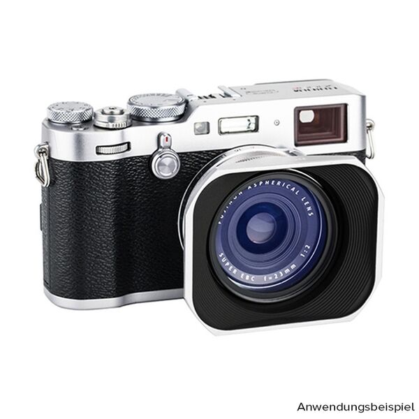 JJC Rechteck-Gegenlichtblende inkl. 49-mm-Adapter und Schutzdeckel - für Fuji X100F, X100T, X100S, X100, X70  silber