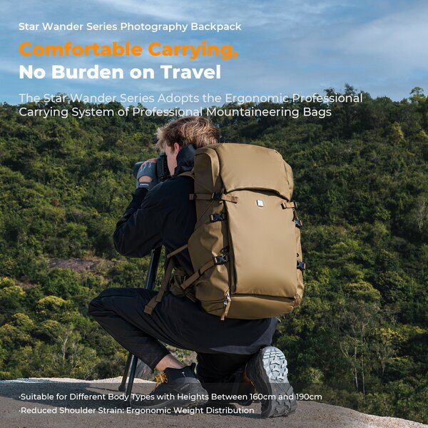 K&F Concept Backpack 40L Foto-Rucksack  Quicksand Gold