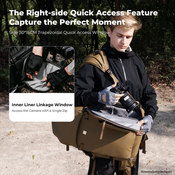 K&F Concept Backpack 40L Foto-Rucksack  Quicksand Gold