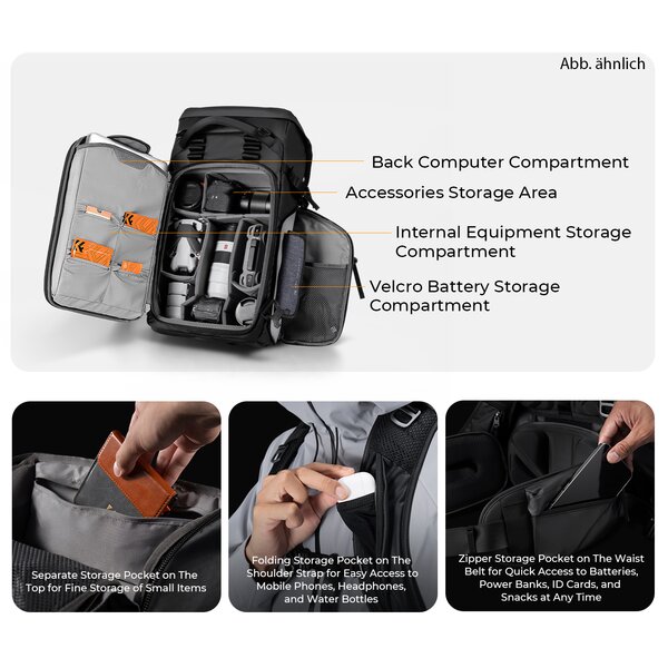 K&F Concept Backpack 40L Foto-Rucksack  Quicksand Gold