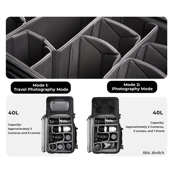 K&F Concept Backpack 40L Foto-Rucksack  Quicksand Gold