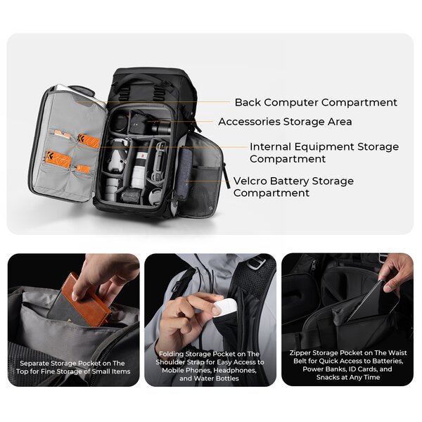 K&F Concept Backpack 40L Foto-Rucksack  schwarz