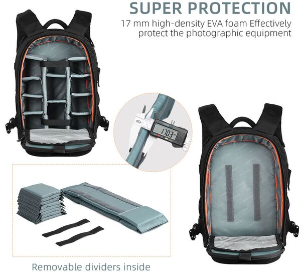 K&F Concept Backpack KF13.119 Large 31x24x46cm - Black/Green 