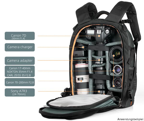 K&F Concept Backpack KF13.119 Large 31x24x46cm - Black/Green 