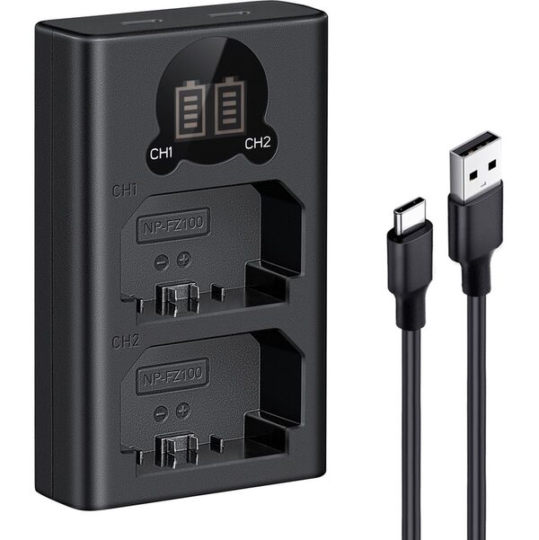 K&F Concept Dual-Akku-Ladegerät  Sony NP-FZ100 mit Display
