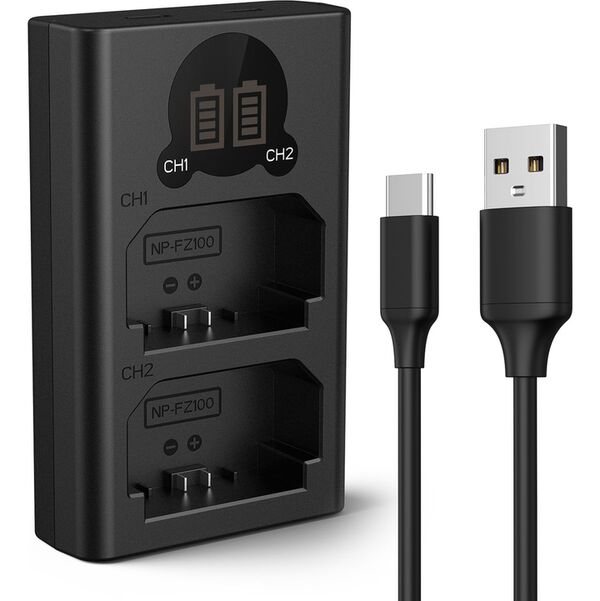 K&F Concept Dual-Akku-Ladegerät  Sony NP-FZ100 mit Display