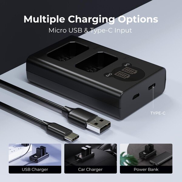 K&F Concept Dual-Akku-Ladegerät  Sony NP-FW50 mit Display