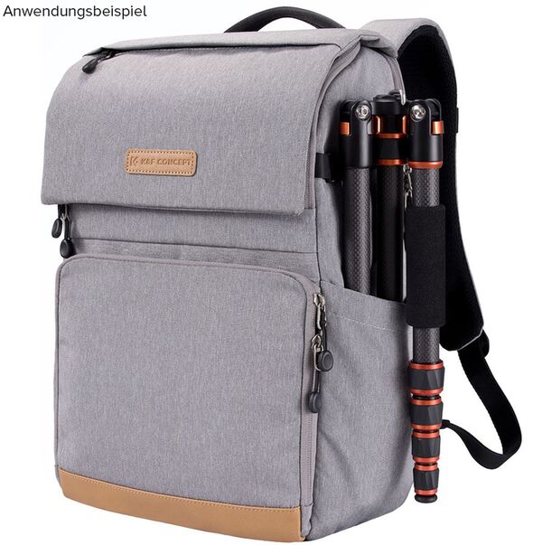 K&F Concept Kamera Rucksack mit Regenschutz  grau + braun 22L