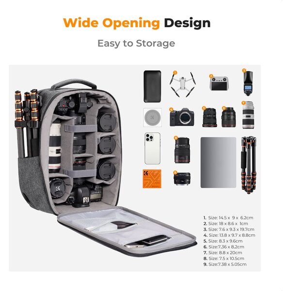 K&F Concept Kamerarucksack mit Hartschale 22L  Grau