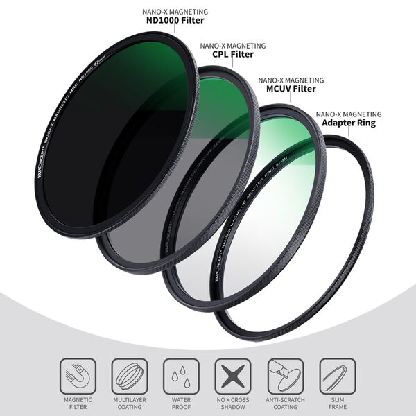 K&F Concept Magnetic Lensfilter-Kit CPL-ND-UV  77mm