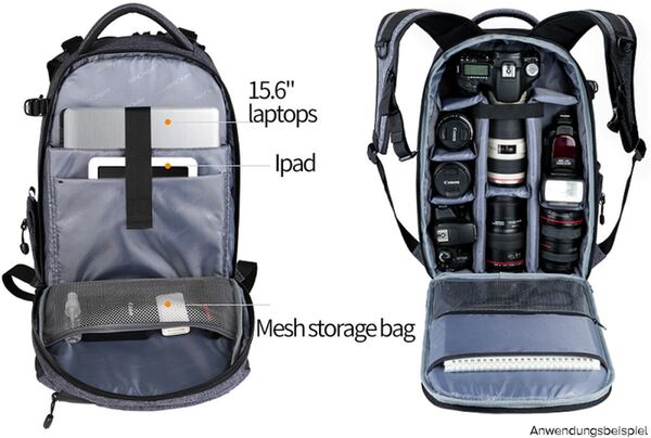 K&F Concept Rucksack KF13.044V8 Med  Schwarz