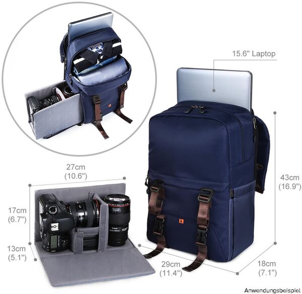 K&F Concept Rucksack KF13.087 Medium  blau