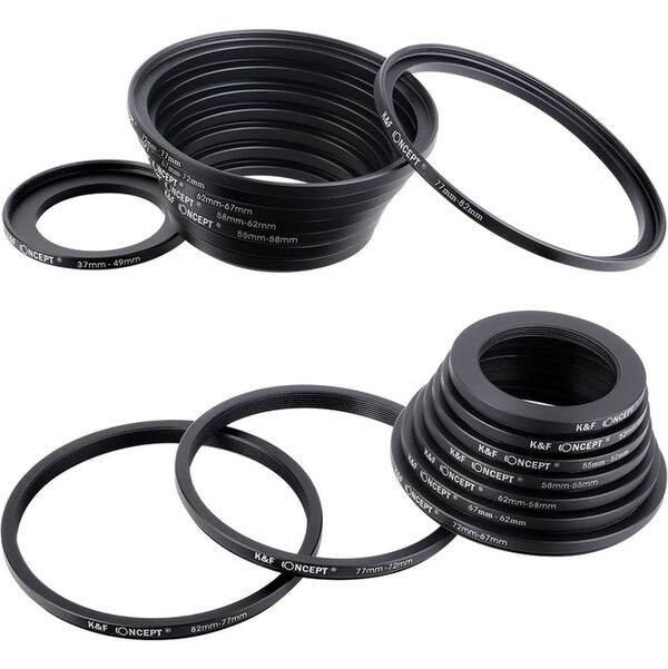 K&F Concept Step Up & Down Ring Set  (18-teiliges Set - 37-82mm) 