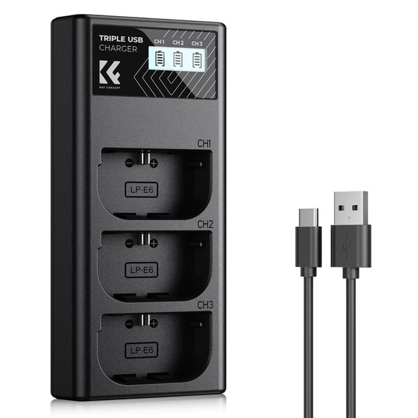 K&F Concept Triple-Akku-Ladegerät  LP-E6NH