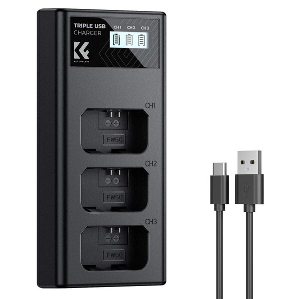 K&F Concept Triple-Akku-Ladegerät  NP-FW50 