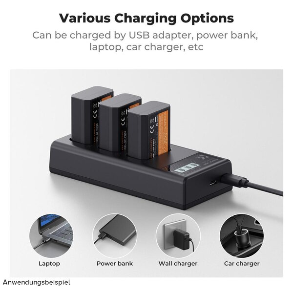 K&F Concept Triple-Akku-Ladegerät  NP-FW50 