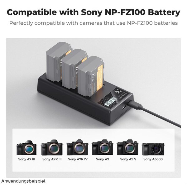 K&F Concept Triple-Akku-Ladegerät  NP-FZ100