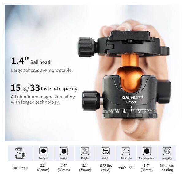 K&F Concept Tripod  M1+BH-35L