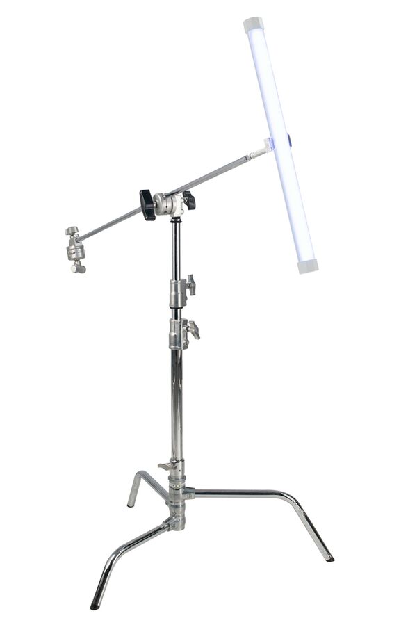 Kaiser Galgenstativ C-Stand 330, Einstellhöhe: ca. 145 – 328 cm, Auslegearm ca. 102 cm, Dreibeinbasis abnehmbar und zusammenlegbar 