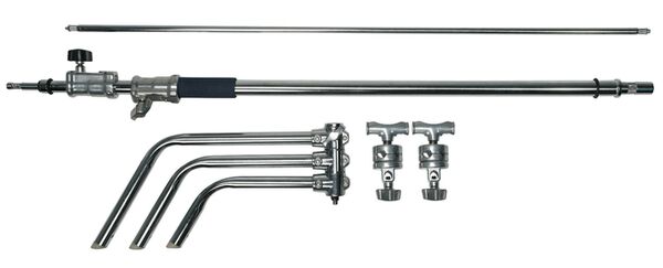 Kaiser Galgenstativ C-Stand 330, Einstellhöhe: ca. 145 – 328 cm, Auslegearm ca. 102 cm, Dreibeinbasis abnehmbar und zusammenlegbar 