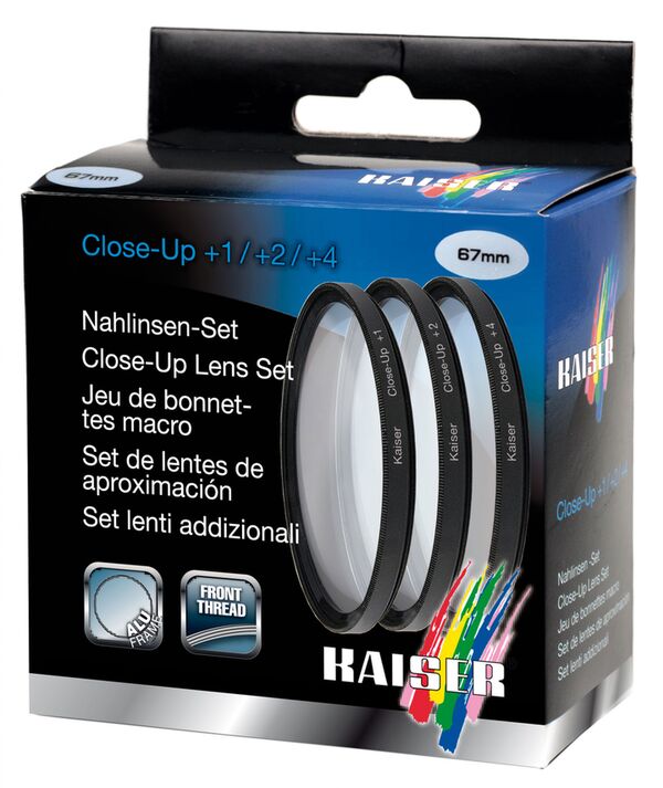 Kaiser Nahlinsen-Set mit je einer Nahlinse +1 +2 +4 inkl. Aufbewahrungstasche  55mm