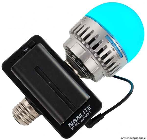 Nanlite  Akku-Adapter BT-BA-SNP-E27, mit E27-Fassung für PavoBulb 10C 