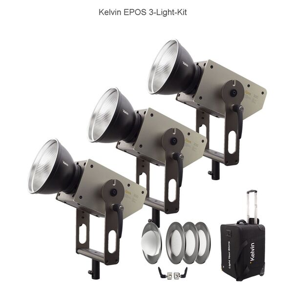 Kelvin EPOS 300 3-Light Kit RGBACL LED-COB Studioleuchte (V-Mount) 